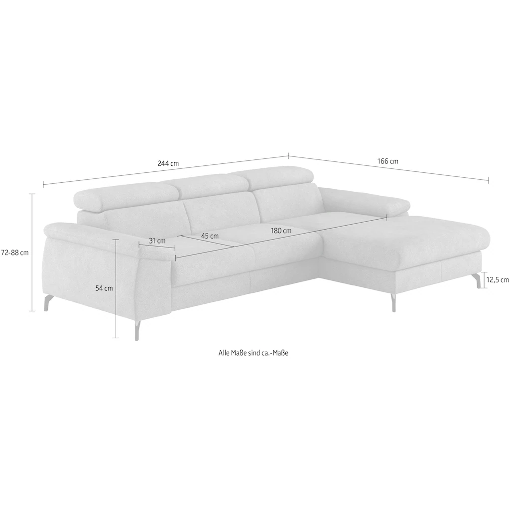 COTTA Ecksofa »Kitty L-Form« inkl. Kopfteilverstellung optional mit Bettfunktion u. Bettkasten Nur für heute