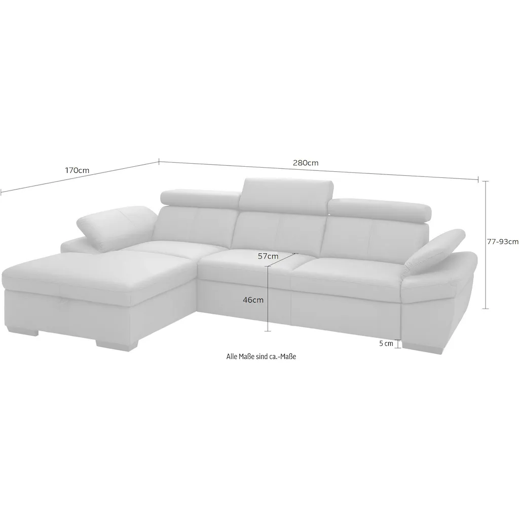 exxpo - sofa fashion Ecksofa »Salerno klassisch modernes Funktionssofa hoher Sitzkomfort L-Form« inkl. Kopf- und Armteilverstellung wahlweise mit Bettfunktion kaufen Clearance-Verkauf