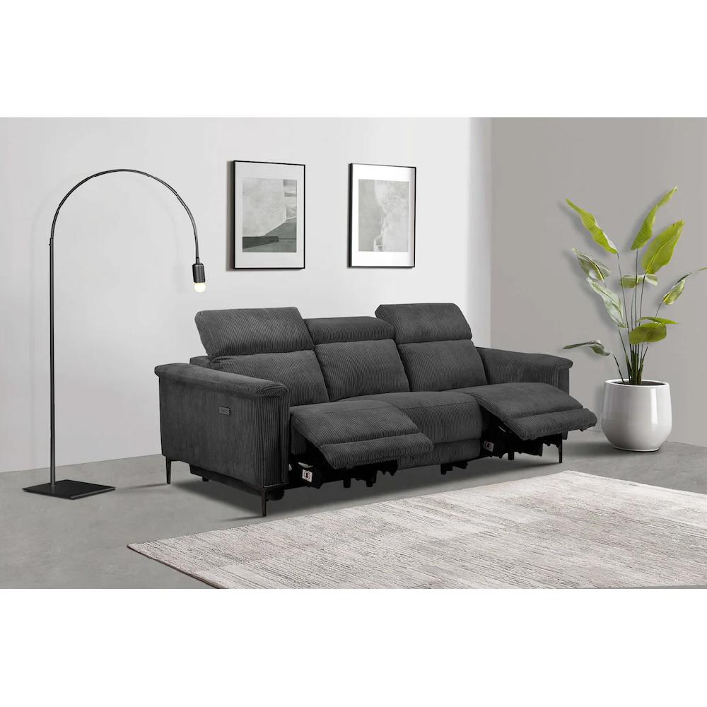 Places of Style 3-Sitzer »Lund Cord mit manueller o. elektrischer Relaxfunktion in 2 Sitzen « USB Kopfteilverstellung Breite 222 cm kaufen