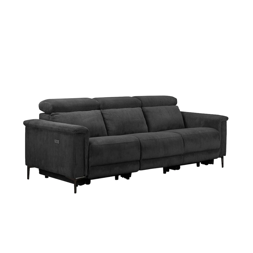 Places of Style 3-Sitzer »Lund Cord mit manueller o. elektrischer Relaxfunktion in 2 Sitzen « USB Kopfteilverstellung Breite 222 cm kaufen Speichern exportieren