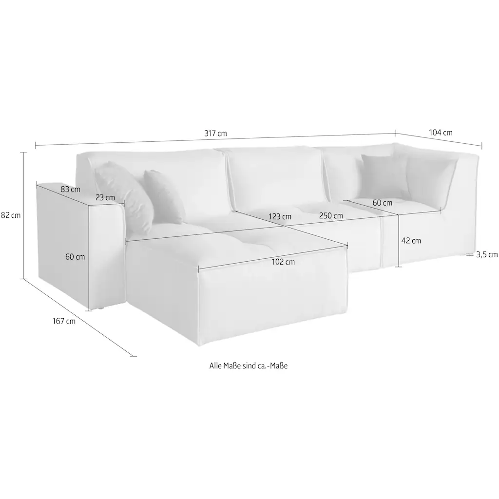 RAUM.ID Ecksofa »Monolid L-Form« (4 St.) Module einzeln für individuelle Zusammenstellung Bezug in Teddy-Optik kaufen Großer Ausverkauf