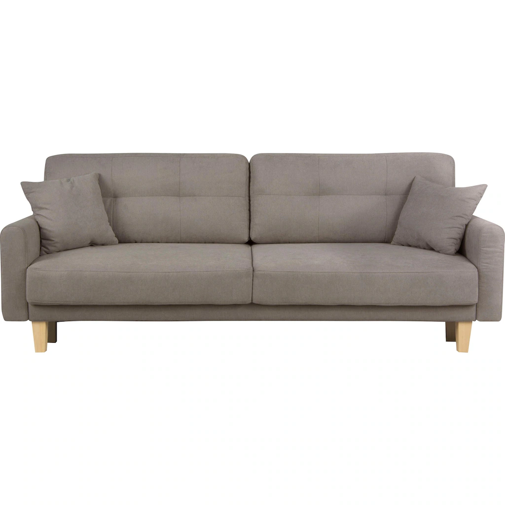 Home affaire 3-Sitzer »TRIPLO optionale Schlafsofa mit Bettkasten Maße B/T/H: 215/100/89 cm« Wahlweise Bettfunktion - Liegefläche 145x191 cm Rücken- Zierkissen