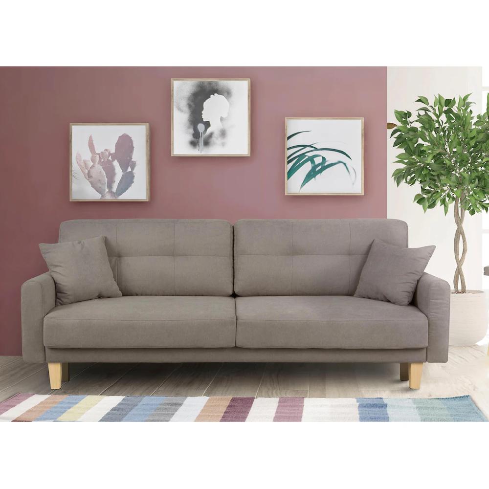 Home affaire 3-Sitzer »TRIPLO optionale Schlafsofa mit Bettkasten Maße B/T/H: 215/100/89 cm« Wahlweise Bettfunktion - Liegefläche 145x191 cm Rücken- Zierkissen Cyber Monday