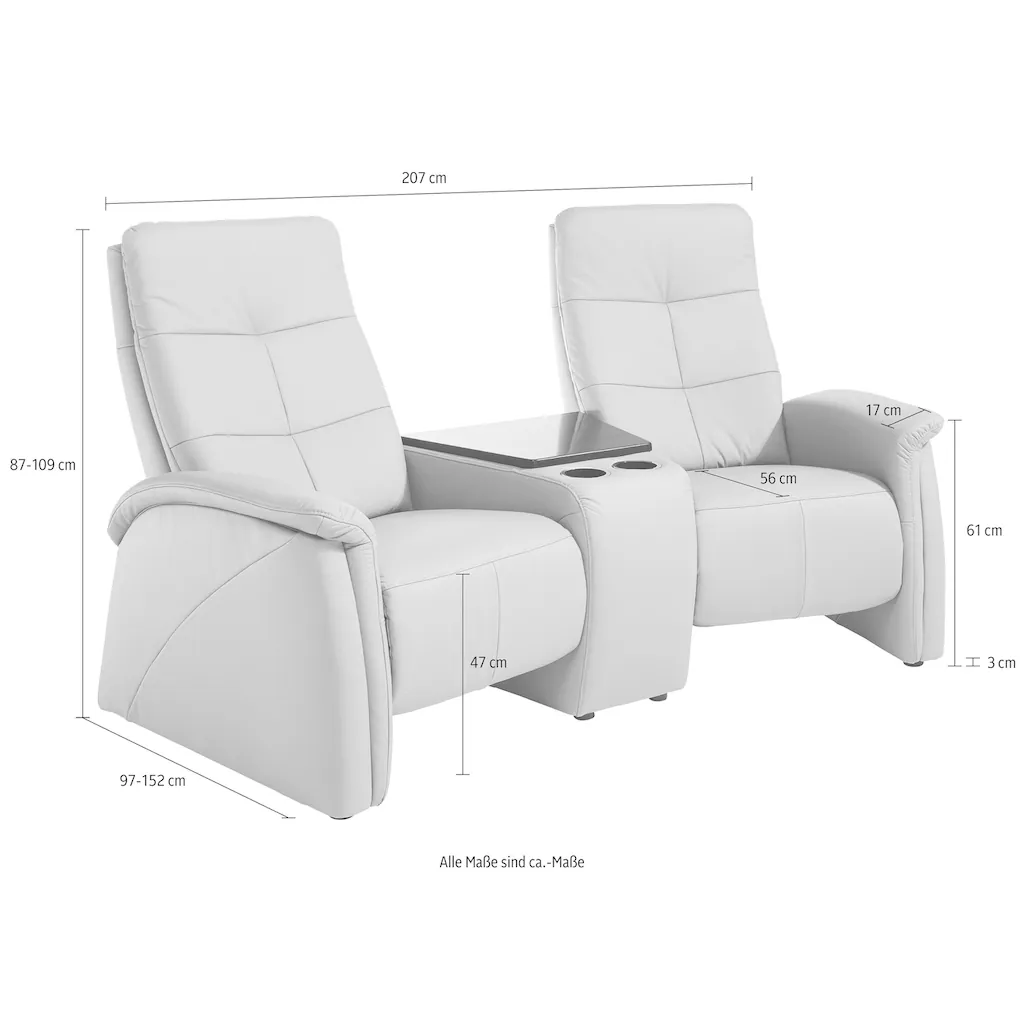 exxpo - sofa fashion 2-Sitzer »Tivoli Kinosofa bequem« mit Relaxfunktion integrierter Tischablage und Stauraumfach kaufen Räumungsverkauf