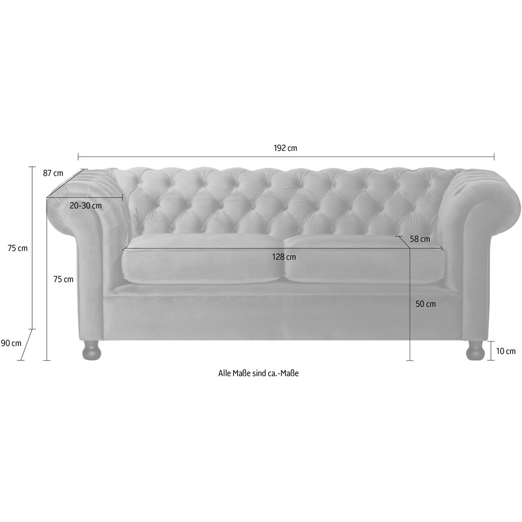 Home affaire Chesterfield-Sofa »Chesterfield Home 3-Sitzer B/T/H: 192/87/75 cn« mit edler Knopfheftung und typischen Armlehnen kaufen Bis zu 55% Rabatt