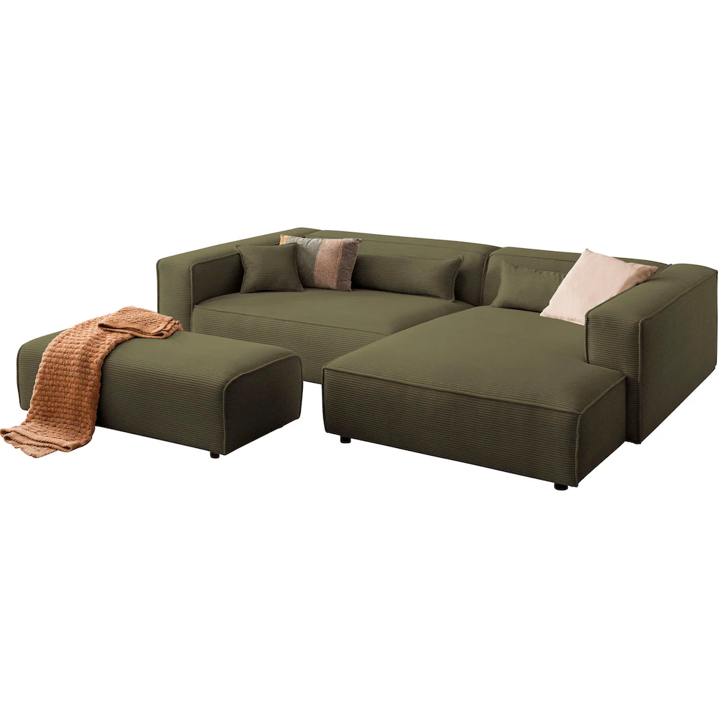 LeGer Home by Lena Gercke Polsterecke »PIARA XXL L-Form mit Schlaffunktion Big-Sofa in Cord o. Leinenoptik« Hocker stellbar zum Schlafsofa (Krokodilverbinder) tiefe Sitzfläche kaufen Discount Store für neue Produkte