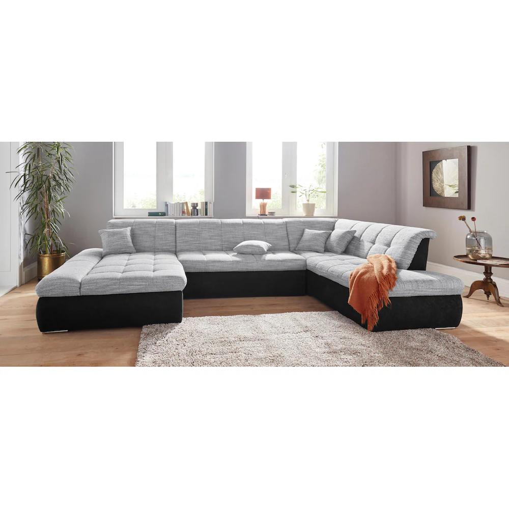 DOMO collection Wohnlandschaft »PB Moric wahlweise mit Bettfunktion und Armteilverstellung U-Form« XXL-Format B/T/H: 353/216/80 cm feine Steppung incl. Zierkissen kaufen Speichern exportieren