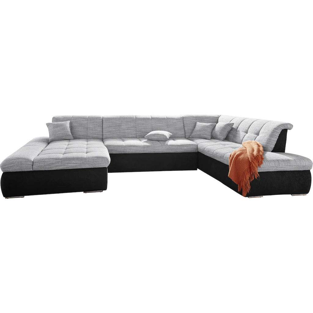 DOMO collection Wohnlandschaft »PB Moric wahlweise mit Bettfunktion und Armteilverstellung U-Form« XXL-Format B/T/H: 353/216/80 cm feine Steppung incl. Zierkissen kaufen Speichern exportieren
