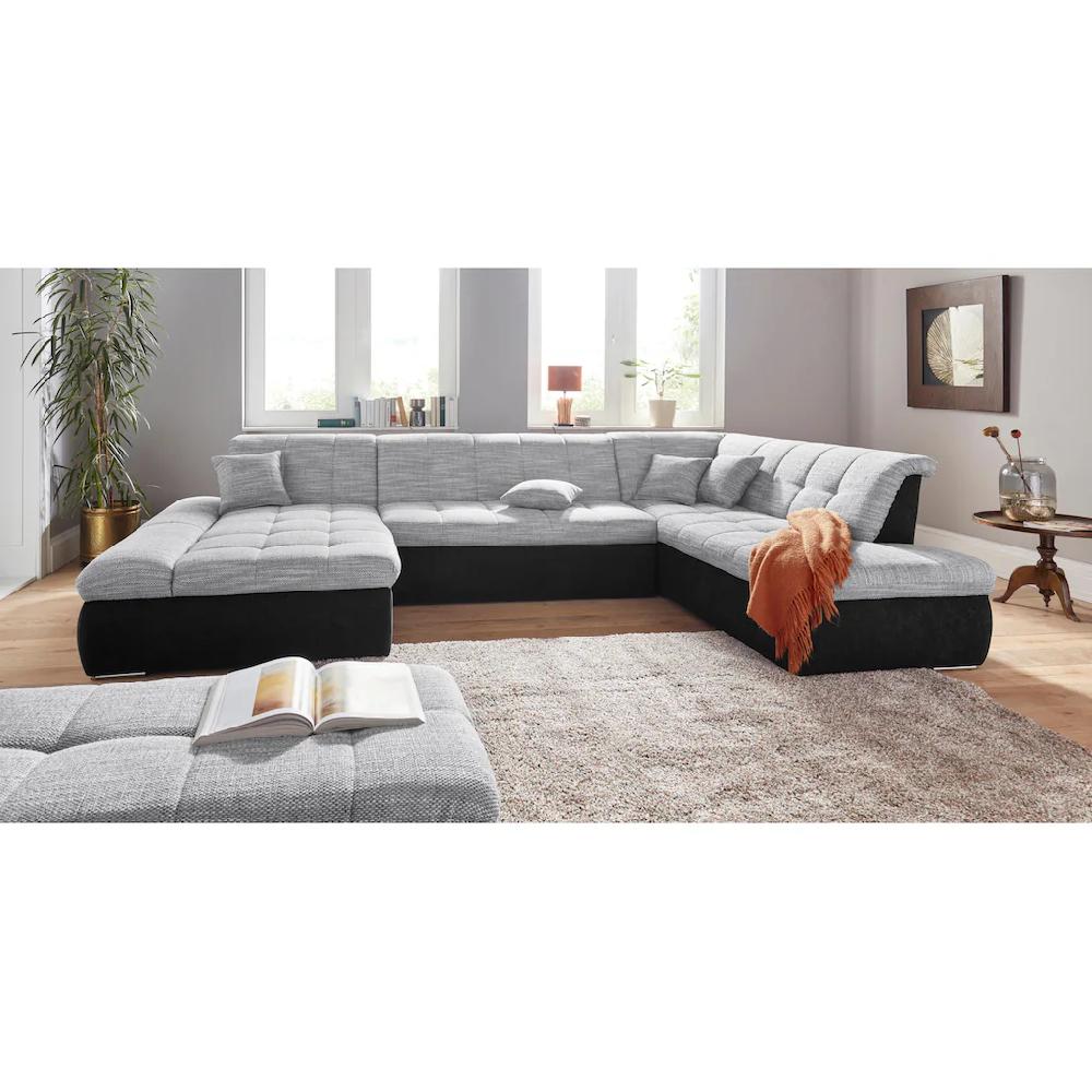 DOMO collection Wohnlandschaft »PB Moric wahlweise mit Bettfunktion und Armteilverstellung U-Form« XXL-Format B/T/H: 353/216/80 cm feine Steppung incl. Zierkissen kaufen Speichern exportieren