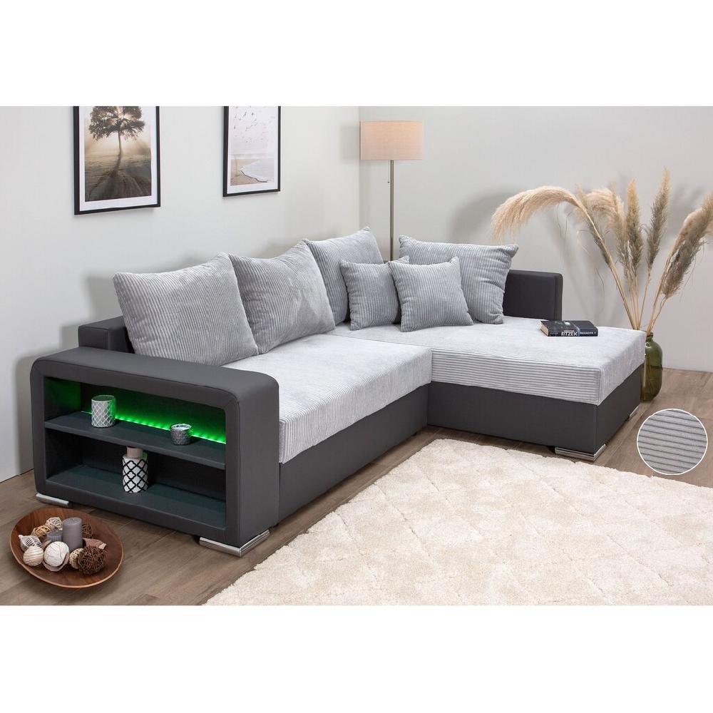 COLLECTION AB Ecksofa »L-Form« Regalarmlehne mit LED RGB Beleuchtung Bettfunktion und Bettkasten kaufen
