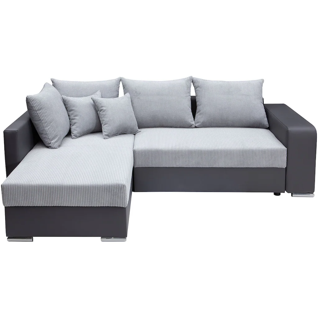 COLLECTION AB Ecksofa »L-Form« Regalarmlehne mit LED RGB Beleuchtung Bettfunktion und Bettkasten kaufen Meist gekauft