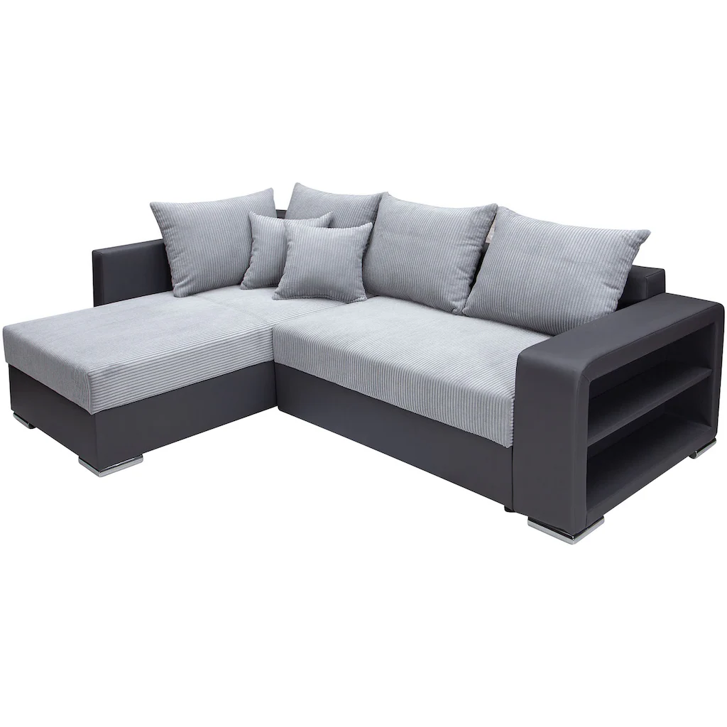 COLLECTION AB Ecksofa »L-Form« Regalarmlehne mit LED RGB Beleuchtung Bettfunktion und Bettkasten kaufen Meist gekauft