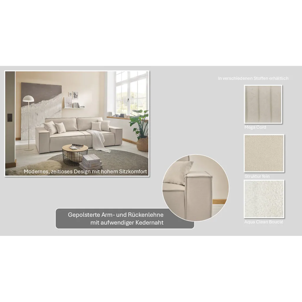 andas 3-Sitzer »FINNLEY Schlafsofa 257 cm Schlaffunktion mit Bettkasten (200/136cm) « kaufen Fabrik Onlineshop