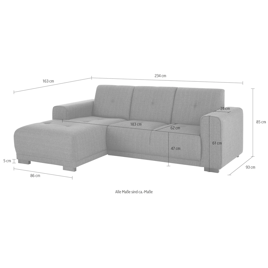 Home affaire Ecksofa »Langeland L-Form« incl. 2 Zierkissen Recamiere wahlweise links oder rechts kaufen Online Shopping