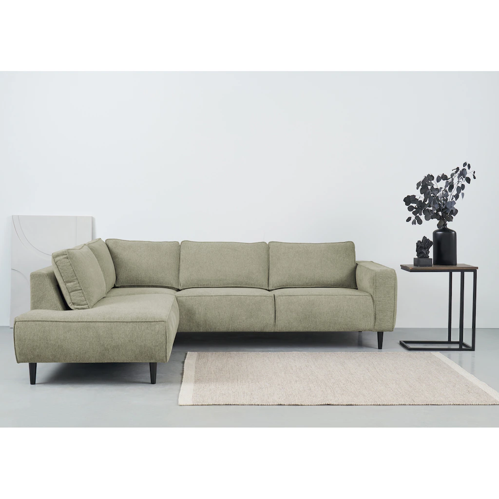 Places of Style Ecksofa »Fumone Lederoptik oder Soft-Touch Chenille« Breite 260 mit schwarzen Massivholzfüßen kaufen