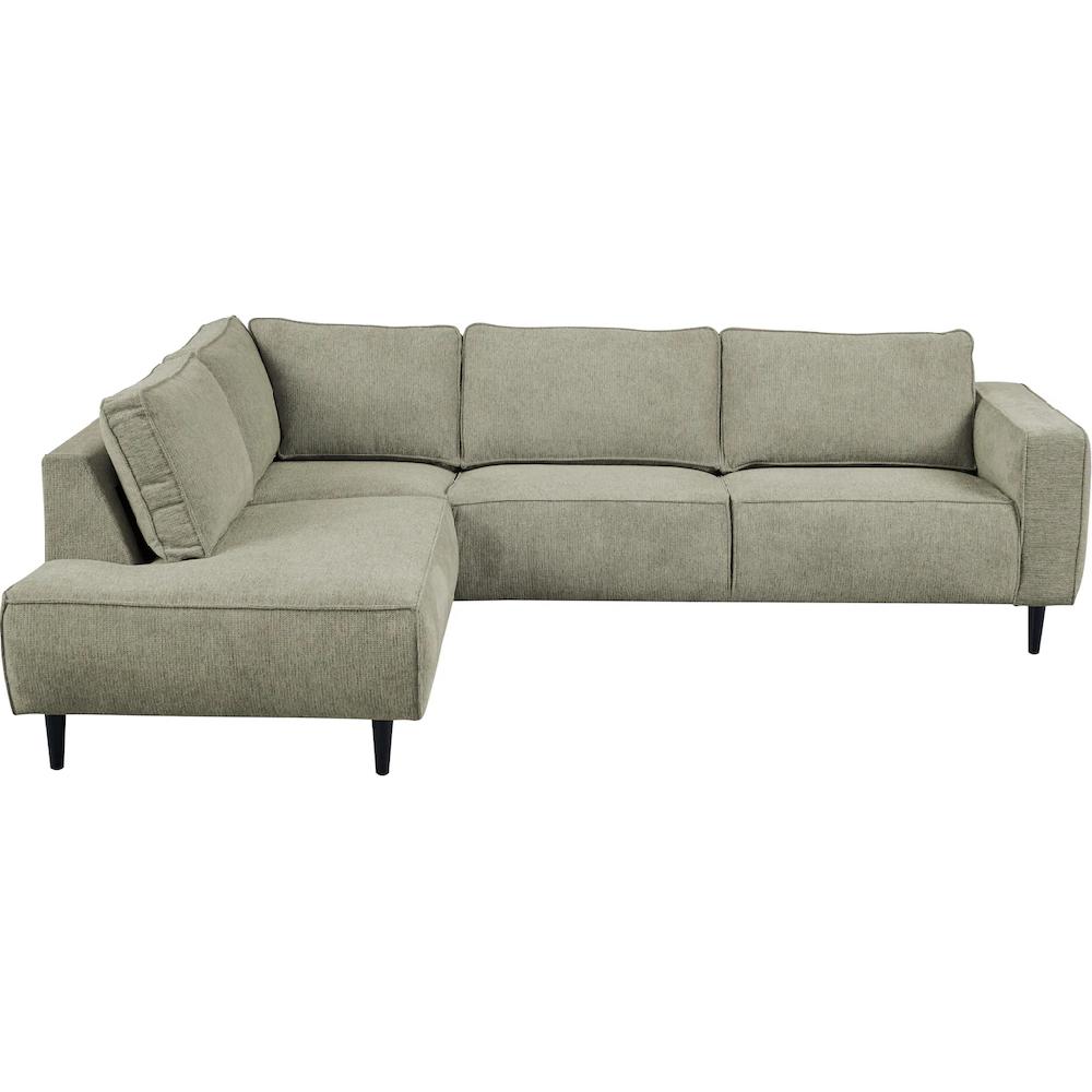 Places of Style Ecksofa »Fumone Lederoptik oder Soft-Touch Chenille« Breite 260 mit schwarzen Massivholzfüßen kaufen Exklusivangebot