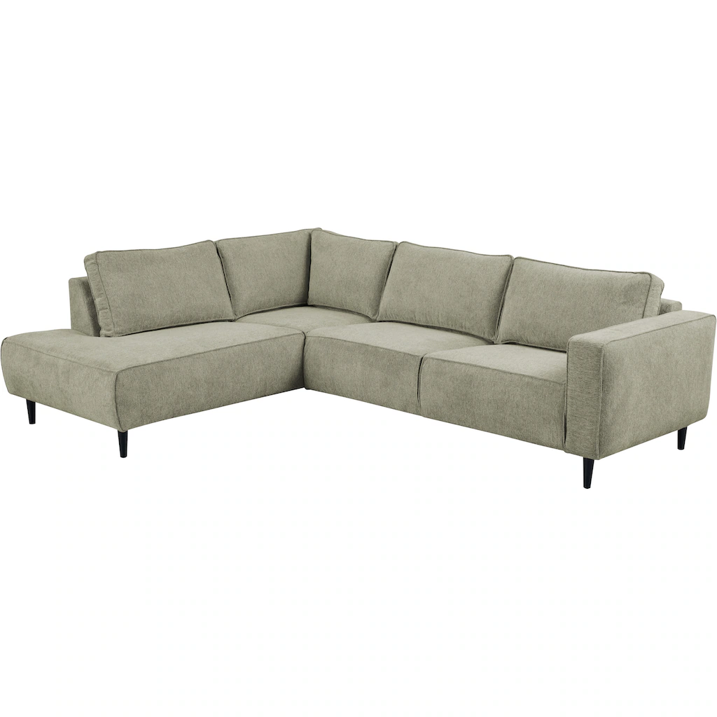 Places of Style Ecksofa »Fumone Lederoptik oder Soft-Touch Chenille« Breite 260 mit schwarzen Massivholzfüßen kaufen Exklusivangebot
