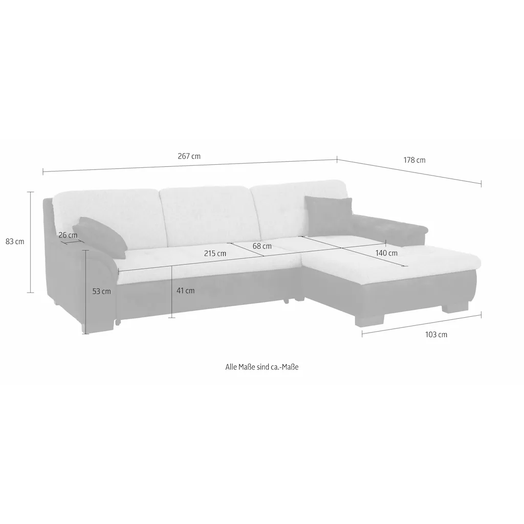 Home affaire Ecksofa »Bergen« mit Bettfunktion online kaufen Weihnachtsangebot