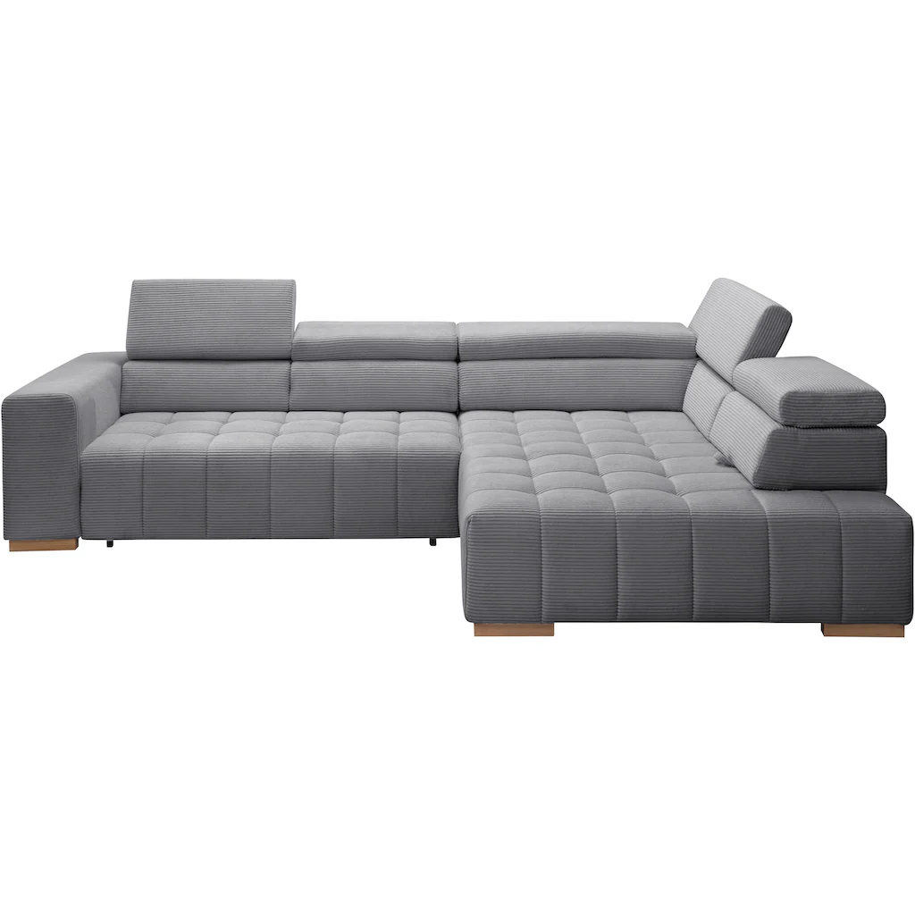 exxpo - sofa fashion Ecksofa »Elianos hoher Sitzkomfort aufwendige Kreuzsteppung im Sitz L-Form« inkl. Kopfteil- und Sitztiefenverstellung wahlweise mit Bettfunktion kaufen Muttertagsangebot