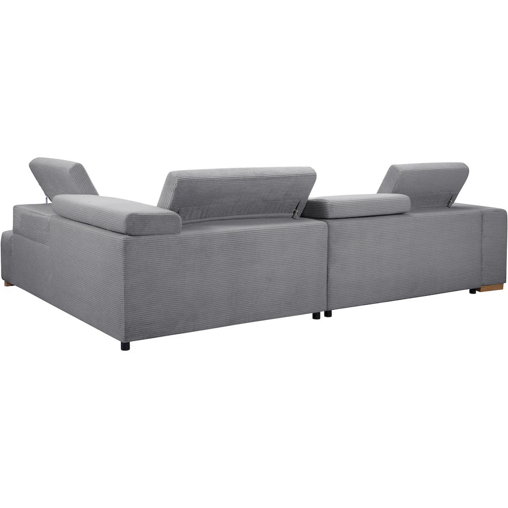 exxpo - sofa fashion Ecksofa »Elianos hoher Sitzkomfort aufwendige Kreuzsteppung im Sitz L-Form« inkl. Kopfteil- und Sitztiefenverstellung wahlweise mit Bettfunktion kaufen Muttertagsangebot