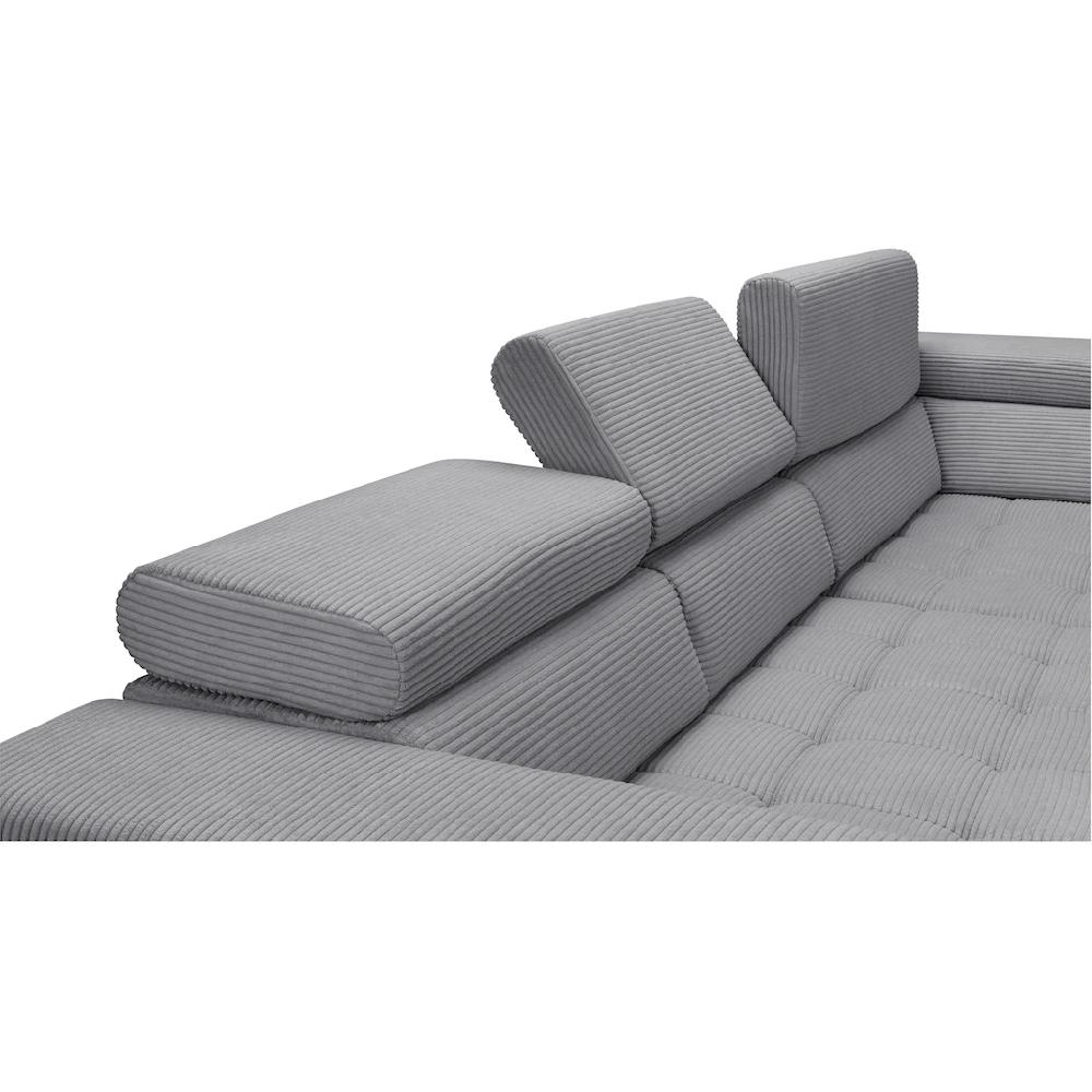 exxpo - sofa fashion Ecksofa »Elianos hoher Sitzkomfort aufwendige Kreuzsteppung im Sitz L-Form« inkl. Kopfteil- und Sitztiefenverstellung wahlweise mit Bettfunktion kaufen Muttertagsangebot