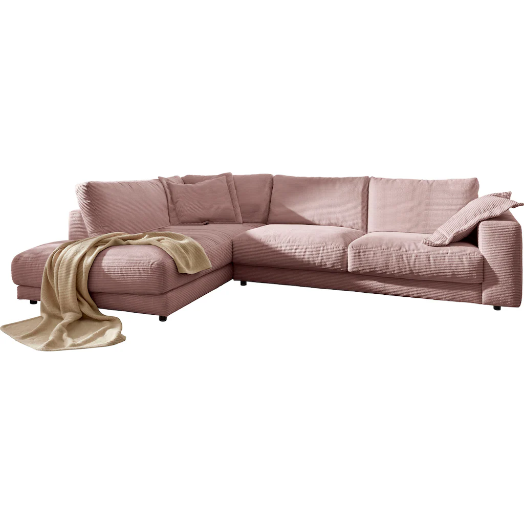 Places of Style Ecksofa »Enisa XXL B/T/H: 325/224/85 cm L-Form« Kuschelig gemütlich in 5 Farben Bezug in Cord mit 2 Zierkissen kaufen Top Angebot
