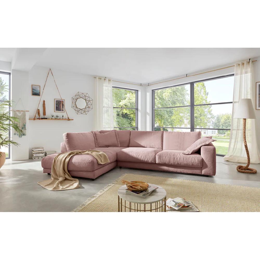 Places of Style Ecksofa »Enisa XXL B/T/H: 325/224/85 cm L-Form« Kuschelig gemütlich in 5 Farben Bezug in Cord mit 2 Zierkissen kaufen Top Angebot