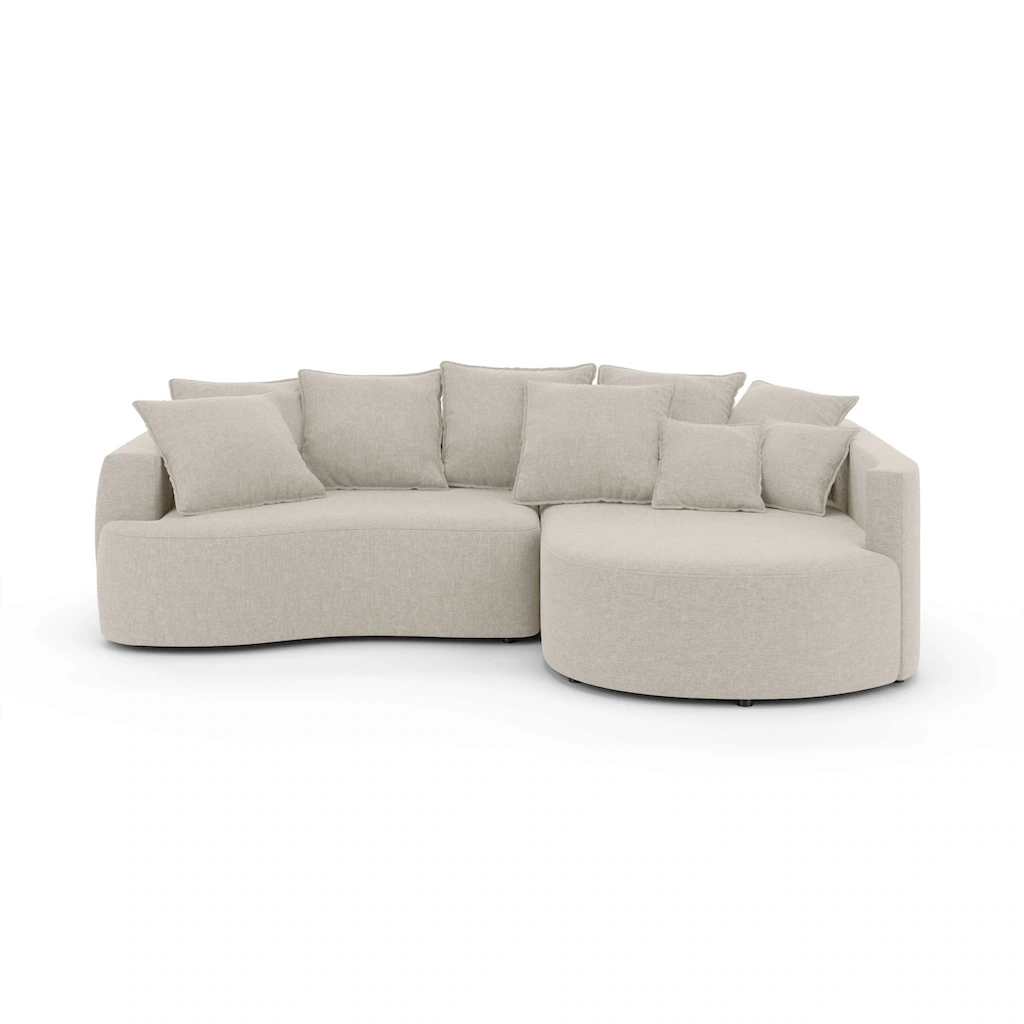 INOSIGN Ecksofa »Kahekili Schlafsofa mit Bettkasten Maße B/T/H: 255/181/90/ cm« L-Form mit Wellenunterfederung 7 Rückenkissen und 2 Zierkissen VIP-Rabatte