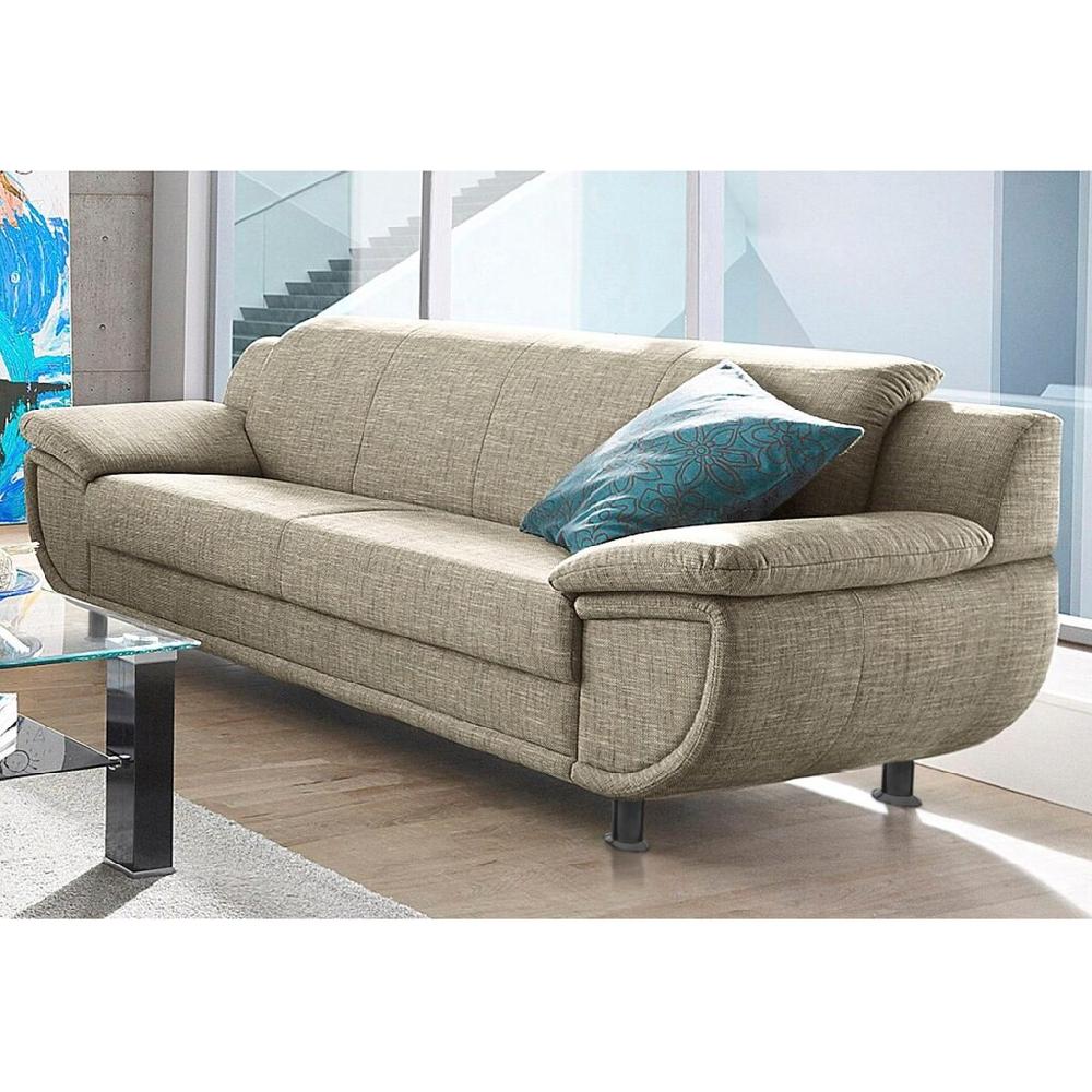 TRENDMANUFAKTUR 3-Sitzer »Rondo Breite 207 cm breite Armlehnen Füße schwarz« Big-Sofa wahlweise mit Federkern in verschiedenen Bezügen bestellbar kaufen