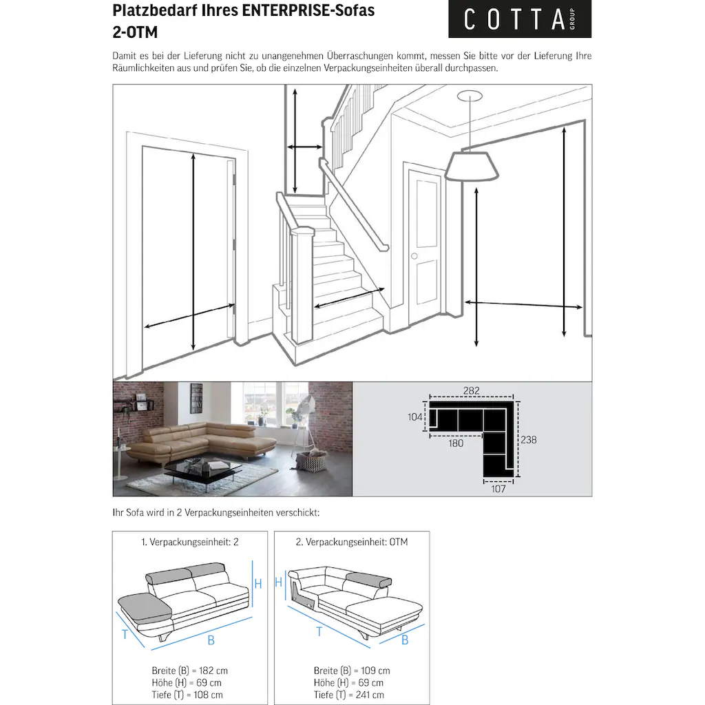 COTTA Ecksofa mit Bettfunktion online kaufen Kostenloser Versand international