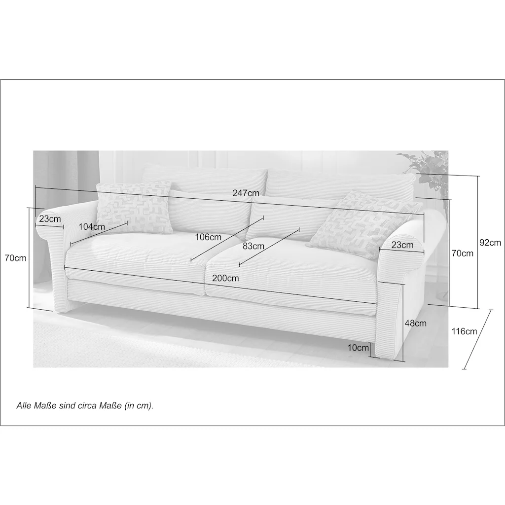 Jockenhöfer Gruppe Big-Sofa »Maxima« Federkern Schaumflocken hervorragendes Sitzgefühl Bezug in Cord kaufen Online