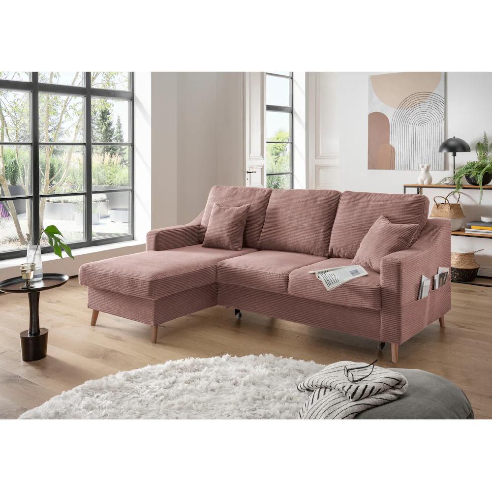 INOSIGN Ecksofa »Valentina L-Form« 2 Zierkissen mit Seitentasche ausziehbarer Liegefläche Bettkasten kaufen