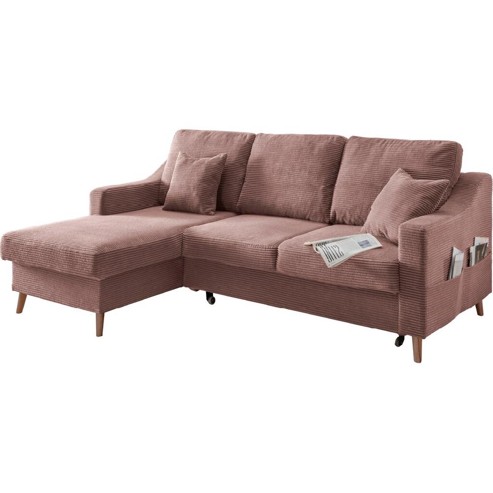 INOSIGN Ecksofa »Valentina L-Form« 2 Zierkissen mit Seitentasche ausziehbarer Liegefläche Bettkasten kaufen Fabrikverkauf