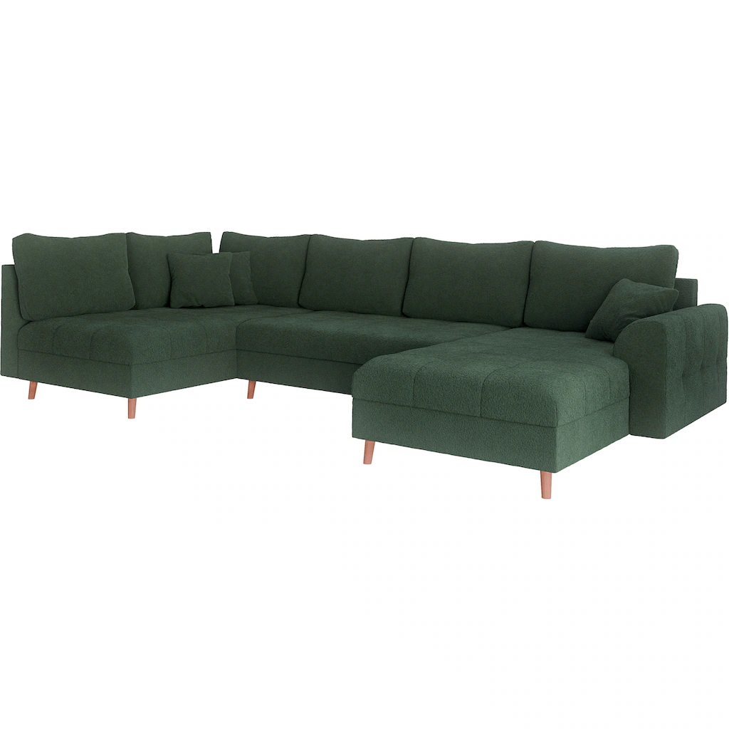 Home affaire Wohnlandschaft »CHARRE U-Form incl. 3 Zierkissen« auch in Cord und Bouclé feine Steppung lose Rückenkissen kaufen Weihnachtsangebot
