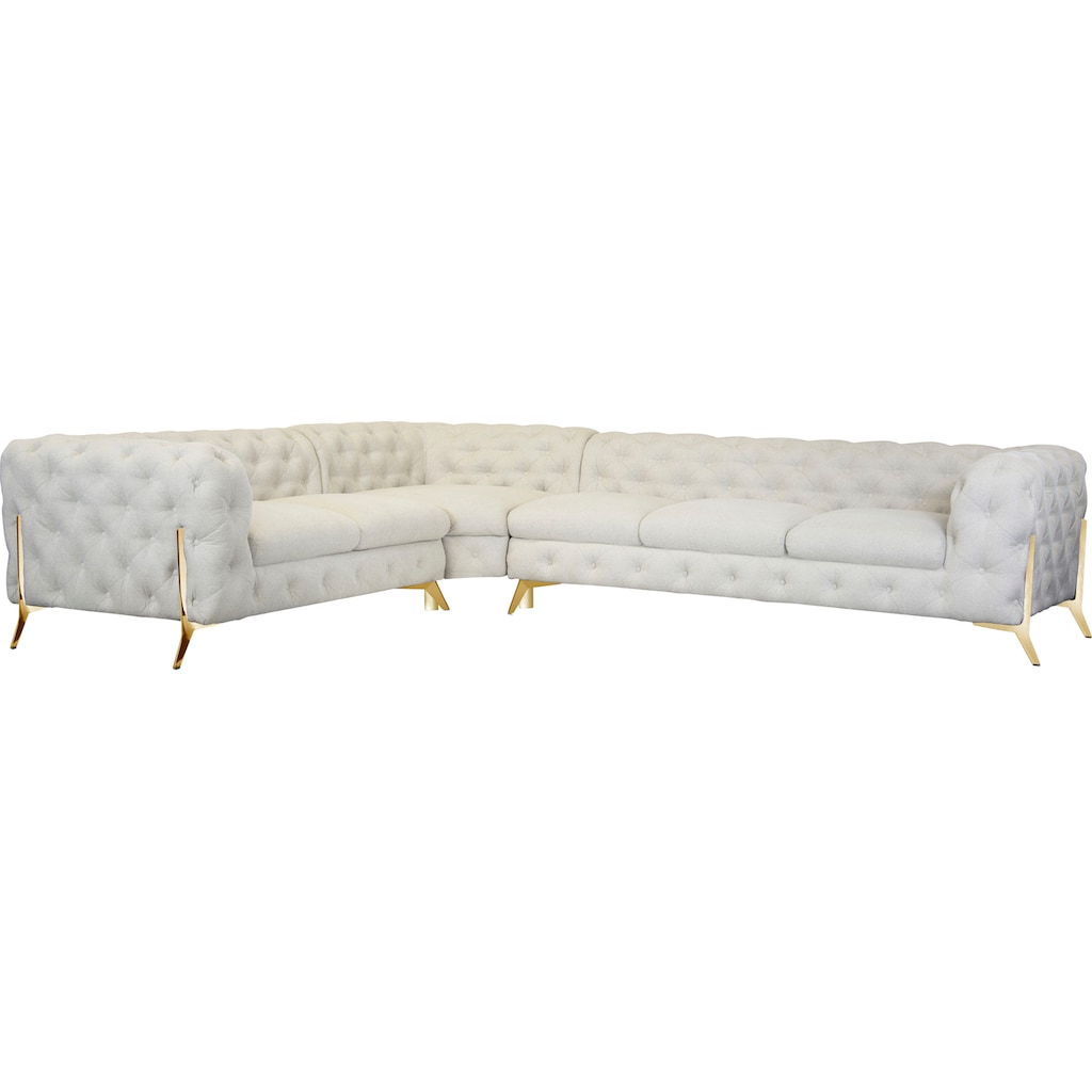 Leonique Chesterfield-Sofa »Amaury L-Form« großes Ecksofa Chesterfield-Optik Breite 323 cm Fußfarbe wählbar kaufen