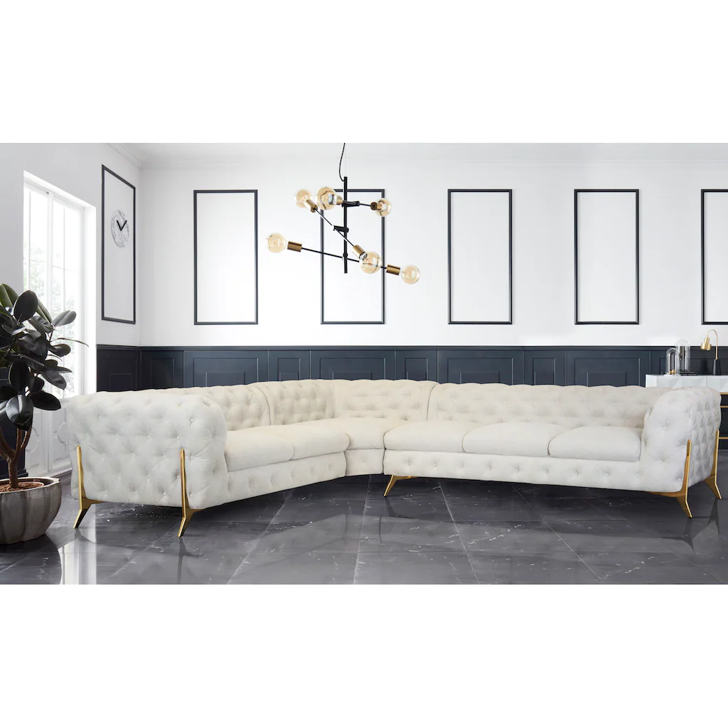Leonique Chesterfield-Sofa »Amaury L-Form« großes Ecksofa Chesterfield-Optik Breite 323 cm Fußfarbe wählbar kaufen Wochenangebot
