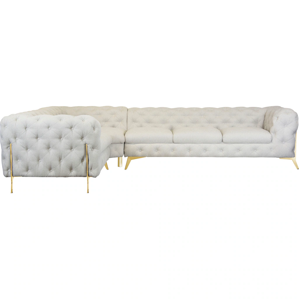 Leonique Chesterfield-Sofa »Amaury L-Form« großes Ecksofa Chesterfield-Optik Breite 323 cm Fußfarbe wählbar kaufen Wochenangebot