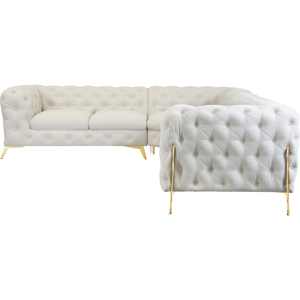 Leonique Chesterfield-Sofa »Amaury L-Form« großes Ecksofa Chesterfield-Optik Breite 323 cm Fußfarbe wählbar kaufen Wochenangebot