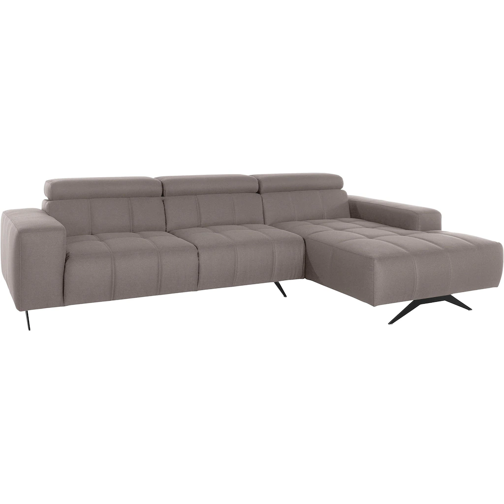 DOMO collection Ecksofa »Trento L-Form mit Kufenfuß oder Einzelfuß« wahlweise mit Kopfteilverstellung Recamiere links/rechts bestellbar kaufen Kostenloser Versand international