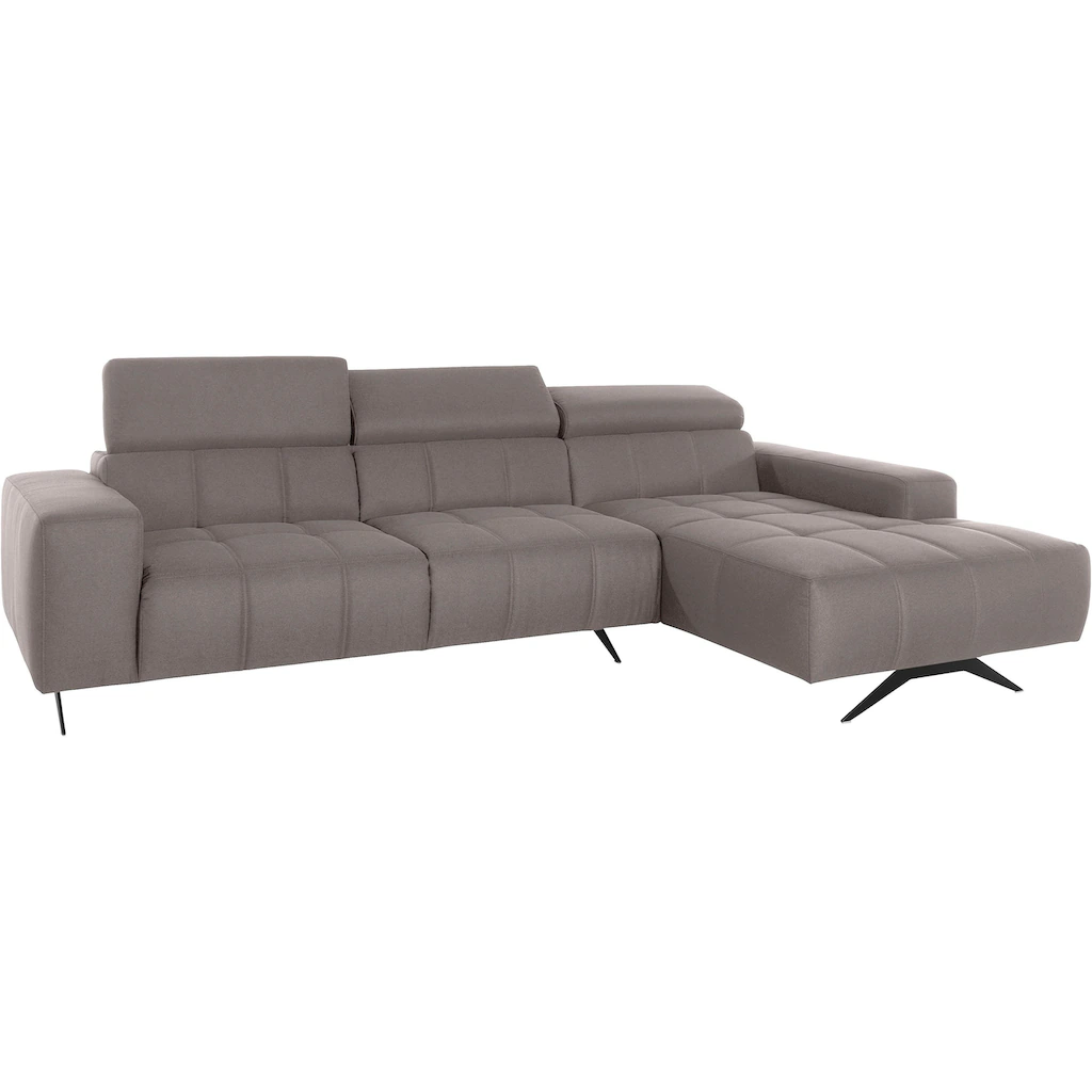 DOMO collection Ecksofa »Trento L-Form mit Kufenfuß oder Einzelfuß« wahlweise mit Kopfteilverstellung Recamiere links/rechts bestellbar kaufen Kostenloser Versand international