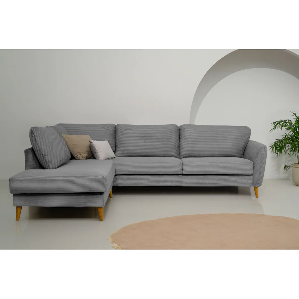 Home affaire Ecksofa »MARSEILLE 278/202 cm L-Form Ottom. rechts/links« mit Massivholzbeinen aus Eiche verschiedene Bezüge und Farbvarianten kaufen