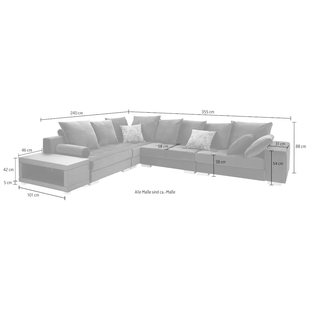 INOSIGN Ecksofa »Vale L-Form« incl. Couchtisch Steppung im Sitzbereich Federkern kaufen Begrenztes Angebot
