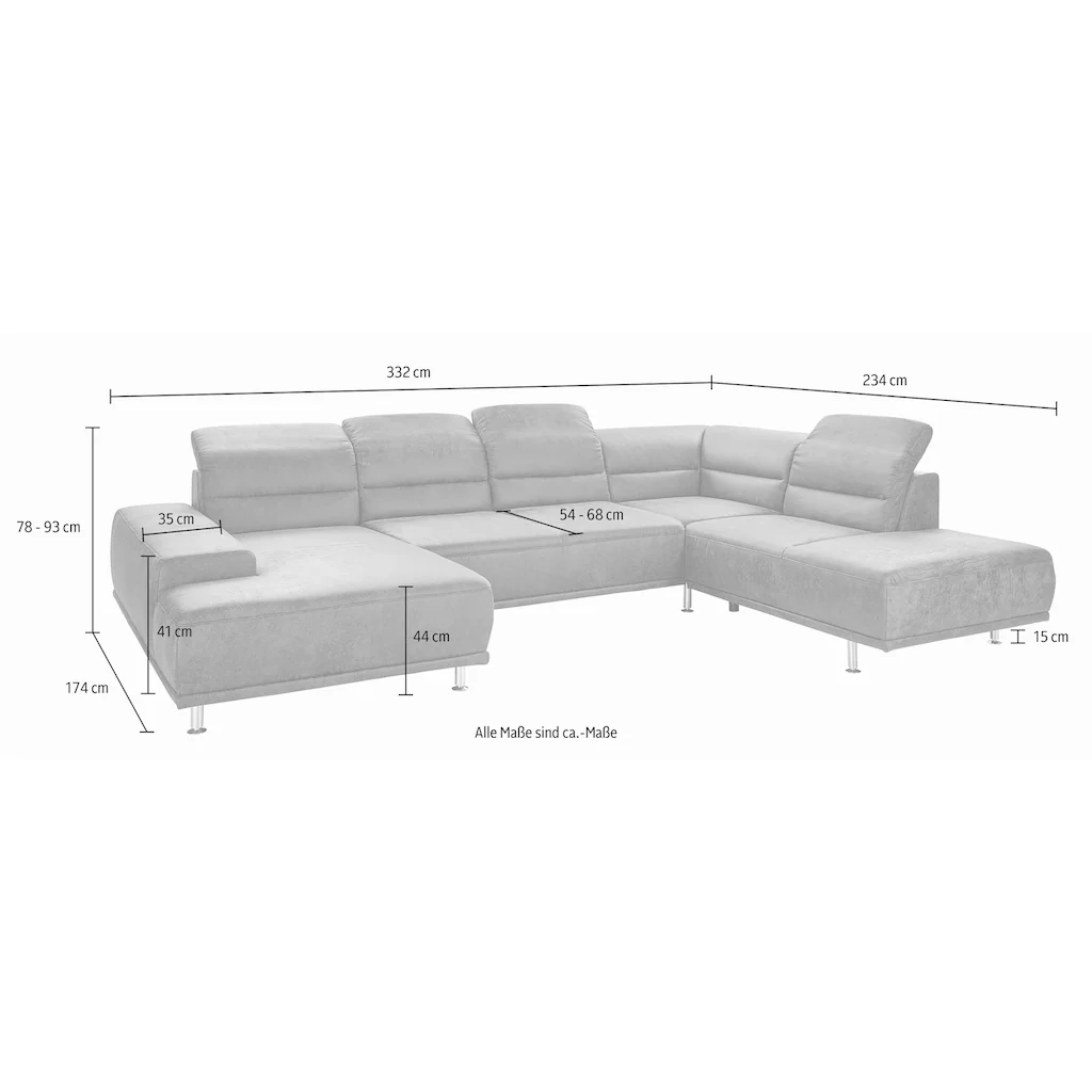 sit&more Wohnlandschaft »Mariola U-Form« mit Federkern inklusive Kopfteil- und Sitztiefenverstellung kaufen Black Friday