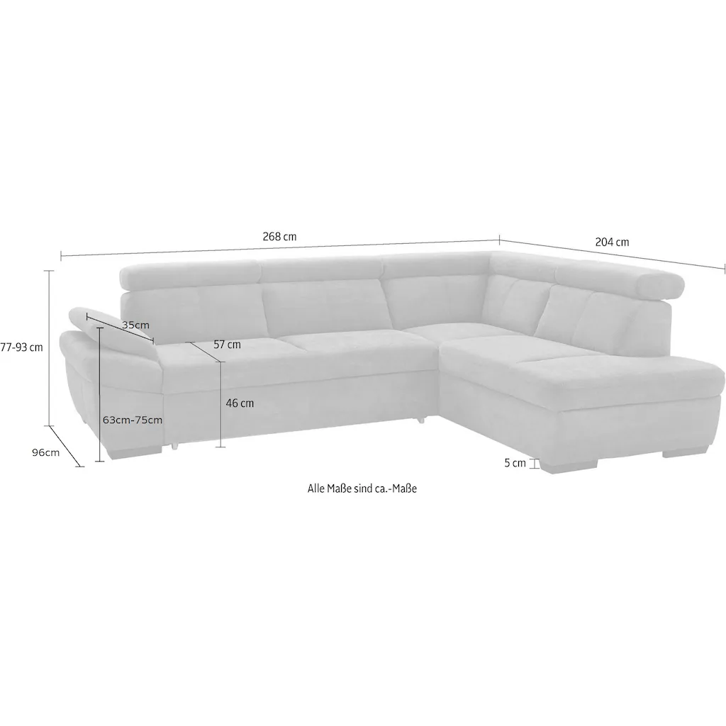 exxpo - sofa fashion Ecksofa »Salerno klassisch modernes Funktionssofa hoher Sitzkomfort L-Form« inkl. Kopf- und Armteilverstellung wahlweise mit Bettfunktion kaufen Zeitlich begrenztes Angebot