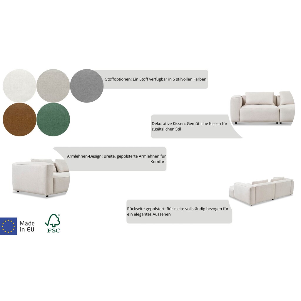andas Ecksofa »Tvinnet« Breite 317 cm extra tiefe Sitzfläche kubisches Sitzvergnügen kaufen Wochenangebot