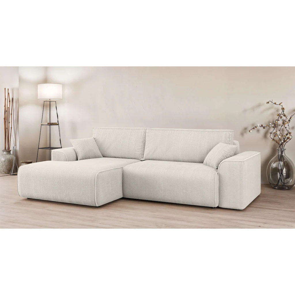 Home affaire Ecksofa »Santenay mit Bettfunktion und Bettkasten Maße: B/T/H 266/164/90 cm« L-Form mit Wellenfederung Schlaffläche: 140x213 cm auch in Cord kaufen