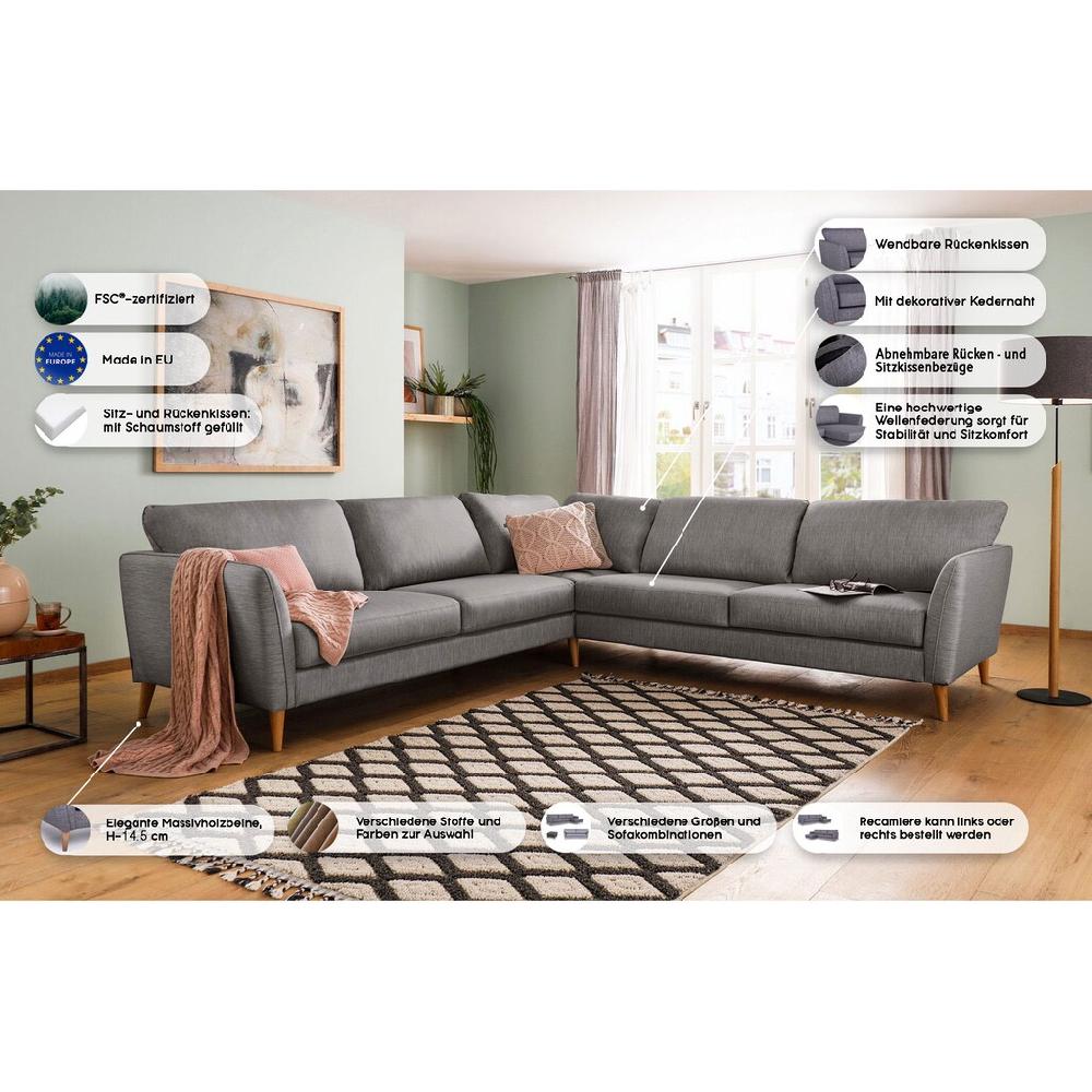 Home affaire Ecksofa »MARSEILLE 278/278 cm L-Form « gleichschenklig aus Eiche-Massivholz Beinen verschiedene Bezüge kaufen Großer Ausverkauf