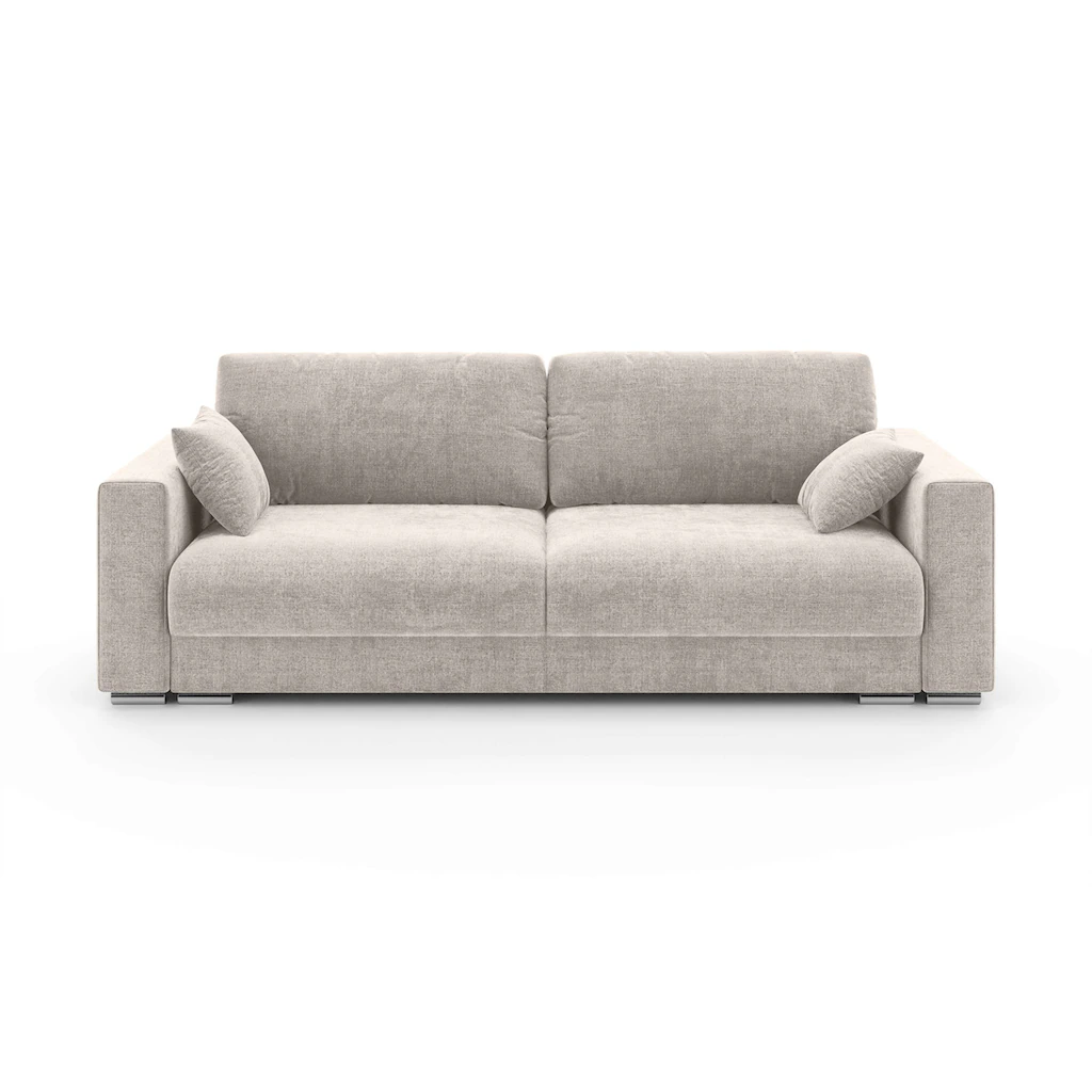 INOSIGN 3-Sitzer »Stevinson Schlafsofa mit Bettkasten Maße B/H/T: 229/87/97 cm« mit Wellenunterfederung 2 Rückenkissen und 2 Zierkissen Tiefpreis