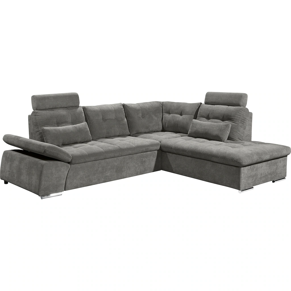 ED EXCITING DESIGN Ecksofa »Nalo L-Form« mit Bettfunktion Bettkasten Kopfstützen Nierenkissen etc. kaufen JETZT KAUFEN