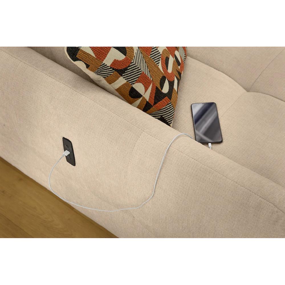 Jockenhöfer Gruppe Ecksofa »Zoom 60cm elektromotorische Sitztiefenverstellung« 140kg Belastbarkeit USB-Ladeports Ottomane links/ rechts montierbar Riesige Rabatte